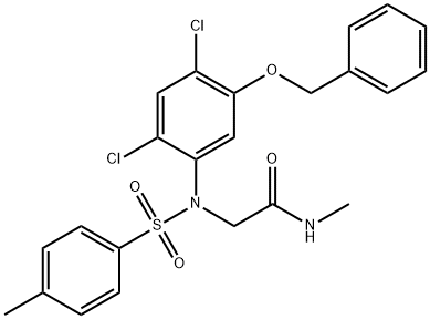 2-(5-(BENZYLOXY)-2,4-DICHLORO[(4-METHYLPHENYL)SULFONYL]ANILINO)-N-METHYLACETAMIDE 结构式