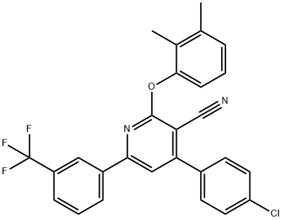 4-(4-Chlorophenyl)-2-(2,3-dimethylphenoxy)-6-[3-(trifluoromethyl)phenyl]nicotinonitrile 结构式