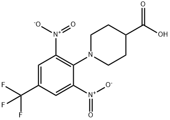 1-[2,6-DINITRO-4-(TRIFLUOROMETHYL)PHENYL]-4-PIPERIDINECARBOXYLIC ACID 结构式