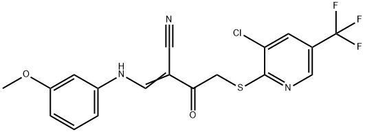 2-(2-([3-CHLORO-5-(TRIFLUOROMETHYL)-2-PYRIDINYL]SULFANYL)ACETYL)-3-(3-METHOXYANILINO)ACRYLONITRILE 结构式
