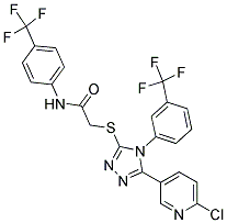 N1-[4-(TRIFLUOROMETHYL)PHENYL]-2-((5-(6-CHLORO-3-PYRIDYL)-4-[3-(TRIFLUOROMETHYL)PHENYL]-4H-1,2,4-TRIAZOL-3-YL)THIO)ACETAMIDE 结构式
