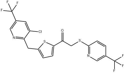 1-(5-([3-CHLORO-5-(TRIFLUOROMETHYL)-2-PYRIDINYL]METHYL)-2-THIENYL)-2-([5-(TRIFLUOROMETHYL)-2-PYRIDINYL]SULFANYL)-1-ETHANONE 结构式