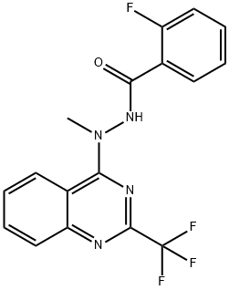 2-FLUORO-N'-METHYL-N'-[2-(TRIFLUOROMETHYL)-4-QUINAZOLINYL]BENZENECARBOHYDRAZIDE 结构式