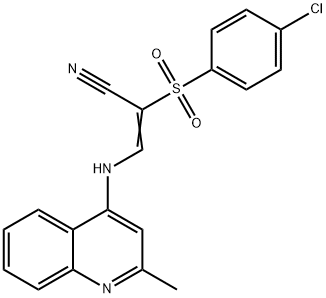 2-((4-CHLOROPHENYL)SULFONYL)-3-((2-METHYL(4-QUINOLYL))AMINO)PROP-2-ENENITRILE 结构式
