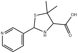 5,5-二甲基-2-(吡啶-3-基)噻唑烷-4-羧酸 结构式