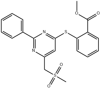 METHYL 2-((6-[(METHYLSULFONYL)METHYL]-2-PHENYL-4-PYRIMIDINYL)SULFANYL)BENZENECARBOXYLATE 结构式