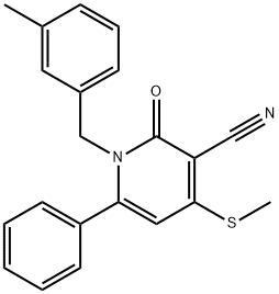 1-(3-METHYLBENZYL)-4-(METHYLSULFANYL)-2-OXO-6-PHENYL-1,2-DIHYDRO-3-PYRIDINECARBONITRILE 结构式