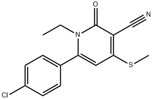 6-(4-CHLOROPHENYL)-1-ETHYL-4-(METHYLSULFANYL)-2-OXO-1,2-DIHYDRO-3-PYRIDINECARBONITRILE 结构式