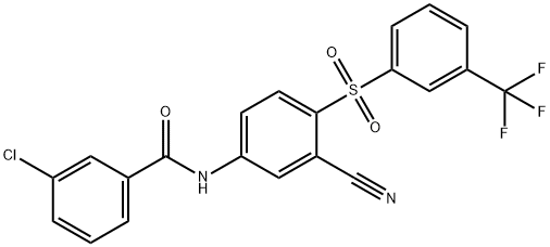 3-CHLORO-N-(3-CYANO-4-([3-(TRIFLUOROMETHYL)PHENYL]SULFONYL)PHENYL)BENZENECARBOXAMIDE 结构式