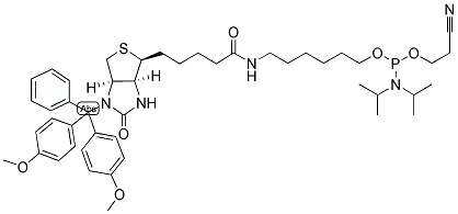 5'-DMT-BIOTIN AMIDITE;N-DMT-BIOTINYL-2-AMINOETHOXYETHANOL AMIDITE 结构式