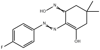 2-((4-Fluorophenyl)diazenyl)-3-(hydroxyimino)-5,5-dimethylcyclohex-1-en-1-ol 结构式