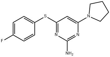 4-[(4-FLUOROPHENYL)SULFANYL]-6-(1-PYRROLIDINYL)-2-PYRIMIDINAMINE 结构式
