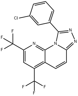 9-(3-CHLOROPHENYL)-2,4-BIS(TRIFLUOROMETHYL)[1,2,4]TRIAZOLO[4,3-A][1,8]NAPHTHYRIDINE 结构式