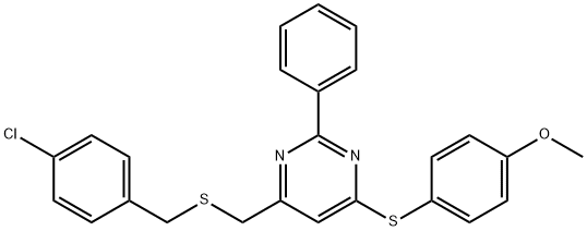 4-([(4-Chlorobenzyl)sulfanyl]methyl)-6-[(4-methoxyphenyl)sulfanyl]-2-phenylpyrimidine 结构式