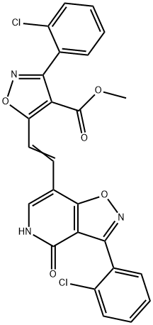 (E)-3-(2-氯苯基)-5-(2-(3-(2-氯苯基)-4-氧代-4,5-二氢异噁唑并[4,5-C]吡啶-7-基)乙烯基)异噁唑-4-羧酸甲酯 结构式