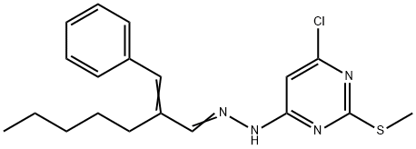 2-PENTYL-3-PHENYLACRYLALDEHYDE N-[6-CHLORO-2-(METHYLSULFANYL)-4-PYRIMIDINYL]HYDRAZONE 结构式