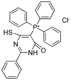 6-MERCAPTO-2-PHENYL-5-(1,1,1-TRIPHENYLPHOSPHONIO)-3,4-DIHYDROPYRIMIDIN-4-ONE CHLORIDE 结构式