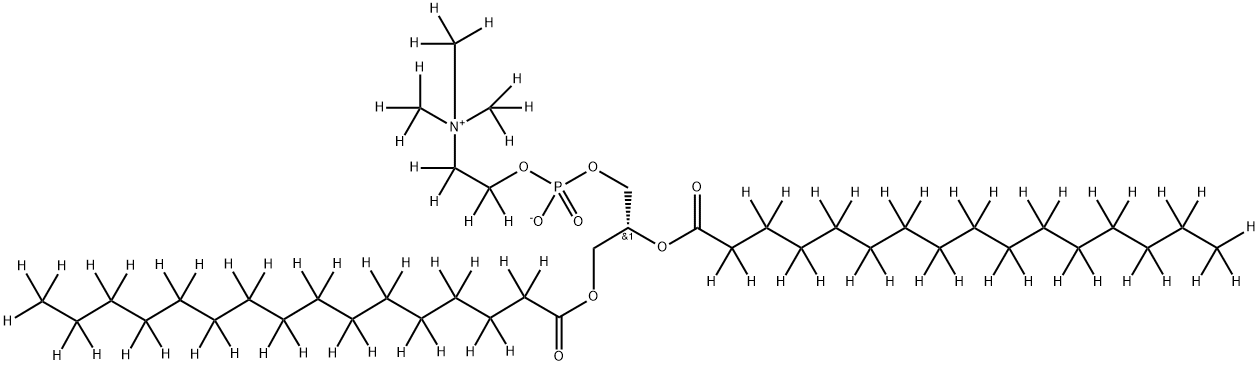 1,2-DIPALMITOYL-D62-SN-GLYCERO-3-PHOSPHOCHOLINE-1,1,2,2-D4-N,N,N-TRIMETHYL-D9;16:0 PC-D75 结构式