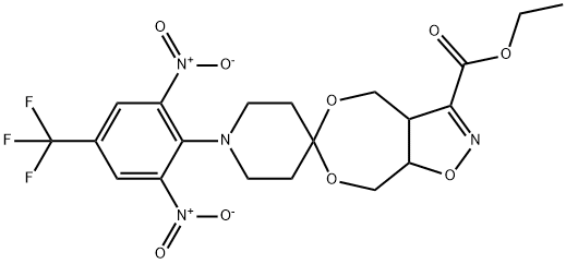 [3-ETHOXYCARBONYL-4,5-BIS(HYDROXYMETHYL)-4,5-DIHYDROISOXAZOLE][1-(2,6-DINITRO-4-TRIFLUOROMETHYLPHENYL)-4-PIPERIDONE]KETAL 结构式
