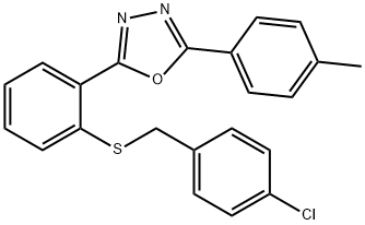 2-(2-[(4-CHLOROBENZYL)SULFANYL]PHENYL)-5-(4-METHYLPHENYL)-1,3,4-OXADIAZOLE 结构式