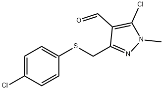 5-CHLORO-3-{[(4-CHLOROPHENYL)SULFANYL]METHYL}-1-METHYL-1H-PYRAZOLE-4-CARBALDEHYDE 结构式