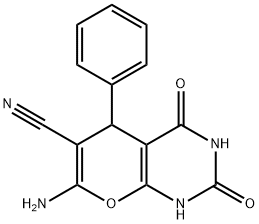 7-AMINO-2,4-DIOXO-5-PHENYL-1,3,5,8-TETRAHYDRO-8-OXAQUINAZOLINE-6-CARBONITRILE 结构式