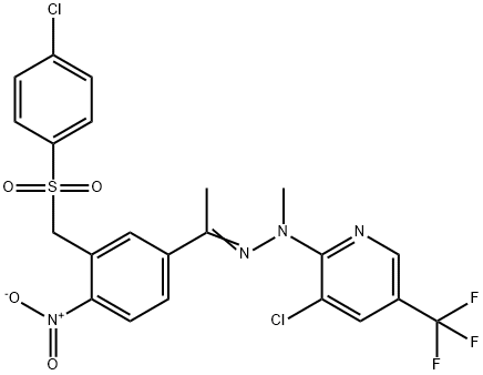 1-(3-([(4-CHLOROPHENYL)SULFONYL]METHYL)-4-NITROPHENYL)-1-ETHANONE N-[3-CHLORO-5-(TRIFLUOROMETHYL)-2-PYRIDINYL]-N-METHYLHYDRAZONE 结构式