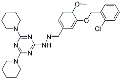 (E)-2-(2-(3-(2-CHLOROBENZYLOXY)-4-METHOXYBENZYLIDENE)HYDRAZINYL)-4,6-DI(PIPERIDIN-1-YL)-1,3,5-TRIAZINE 结构式