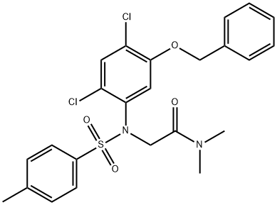 2-(5-(BENZYLOXY)-2,4-DICHLORO[(4-METHYLPHENYL)SULFONYL]ANILINO)-N,N-DIMETHYLACETAMIDE 结构式