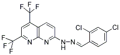 2,4-DICHLOROBENZENECARBALDEHYDE N-[5,7-BIS(TRIFLUOROMETHYL)[1,8]NAPHTHYRIDIN-2-YL]HYDRAZONE 结构式