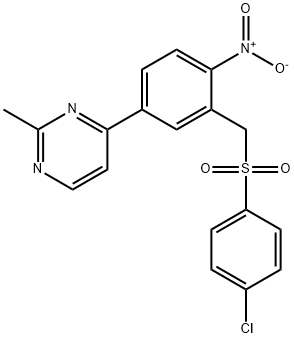 4-(3-([(4-Chlorophenyl)sulfonyl]methyl)-4-nitrophenyl)-2-methylpyrimidine 结构式