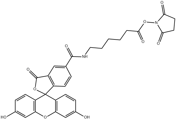 5-FAM-X, SE[5-羧基荧光素琥珀酰亚胺酯] 结构式
