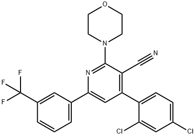 4-(2,4-DICHLOROPHENYL)-2-MORPHOLINO-6-[3-(TRIFLUOROMETHYL)PHENYL]NICOTINONITRILE 结构式