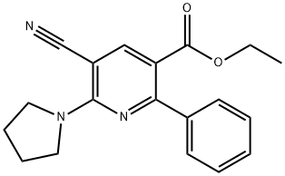 ETHYL 5-CYANO-2-PHENYL-6-(1-PYRROLIDINYL)NICOTINATE 结构式