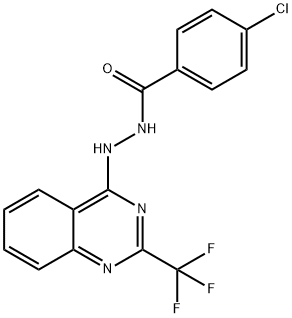 4-CHLORO-N'-[2-(TRIFLUOROMETHYL)-4-QUINAZOLINYL]BENZENECARBOHYDRAZIDE 结构式