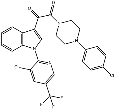 1-[4-(4-CHLOROPHENYL)PIPERAZINO]-2-(1-[3-CHLORO-5-(TRIFLUOROMETHYL)-2-PYRIDINYL]-1H-INDOL-3-YL)-1,2-ETHANEDIONE 结构式
