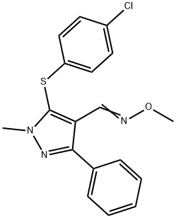 5-[(4-CHLOROPHENYL)SULFANYL]-1-METHYL-3-PHENYL-1H-PYRAZOLE-4-CARBALDEHYDE O-METHYLOXIME 结构式