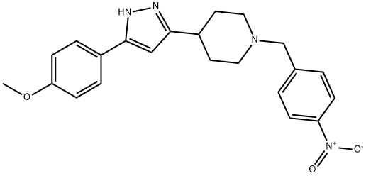 4-[5-(4-Methoxyphenyl)-1H-pyrazol-3-yl]-1-(4-nitrobenzyl)piperidine 结构式
