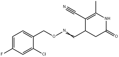 4-(([(2-CHLORO-4-FLUOROBENZYL)OXY]IMINO)METHYL)-2-METHYL-6-OXO-1,4,5,6-TETRAHYDRO-3-PYRIDINECARBONITRILE 结构式