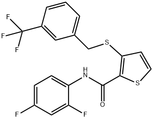 N-(2,4-DIFLUOROPHENYL)-3-([3-(TRIFLUOROMETHYL)BENZYL]SULFANYL)-2-THIOPHENECARBOXAMIDE 结构式