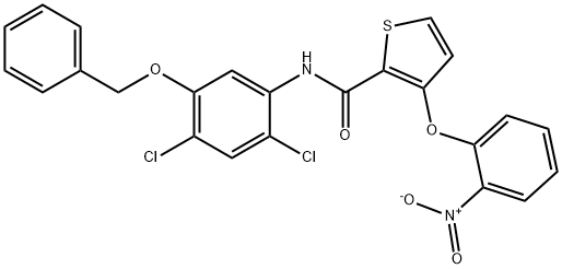 N-[5-(BENZYLOXY)-2,4-DICHLOROPHENYL]-3-(2-NITROPHENOXY)-2-THIOPHENECARBOXAMIDE 结构式