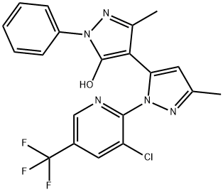 BI-5-(1-(3-chloro-5-(trifluoromethyl)pyrid-2-yl)-3-methyl-1H-pyrazole)-4'-(1-phenyl-1H-5-pyrazolol) 结构式