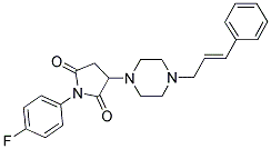 (E)-3-(4-CINNAMYLPIPERAZIN-1-YL)-1-(4-FLUOROPHENYL)PYRROLIDINE-2,5-DIONE 结构式