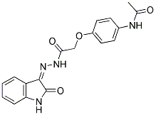 3-(2-(4-ACETAMIDOPHENOXY)ACETYLHYDRAZIDYL)-2-OXOINDOLINE 结构式