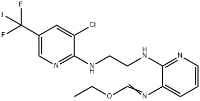 ETHYL N-(2-[(2-([3-CHLORO-5-(TRIFLUOROMETHYL)-2-PYRIDINYL]AMINO)ETHYL)AMINO]-3-PYRIDINYL)IMINOFORMATE 结构式