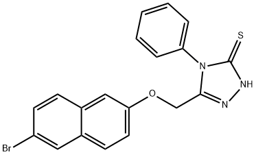 3-((6-BROMO(2-NAPHTHYLOXY))METHYL)-4-PHENYL-1,2,4-TRIAZOLINE-5-THIONE 结构式