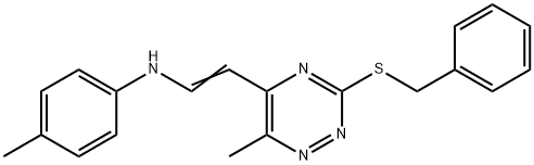 N-(2-[3-(BENZYLSULFANYL)-6-METHYL-1,2,4-TRIAZIN-5-YL]VINYL)-4-METHYLANILINE 结构式