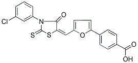 4-(5-{(E)-[3-(3-CHLOROPHENYL)-4-OXO-2-THIOXO-1,3-THIAZOLIDIN-5-YLIDENE]METHYL}-2-FURYL)BENZOIC ACID 结构式