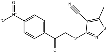 5-METHYL-3-([2-(4-NITROPHENYL)-2-OXOETHYL]SULFANYL)-4-ISOTHIAZOLECARBONITRILE 结构式