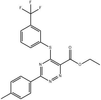 ETHYL 3-(4-METHYLPHENYL)-5-([3-(TRIFLUOROMETHYL)PHENYL]SULFANYL)-1,2,4-TRIAZINE-6-CARBOXYLATE 结构式